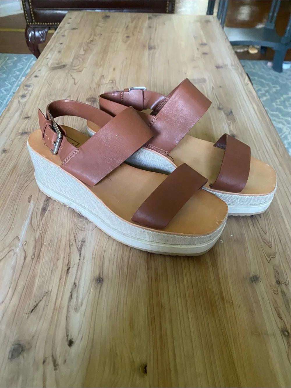 Dolce Vita Tan Leather Platform Sandals